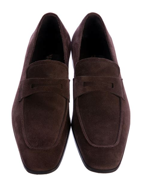 prada brown penny loafers|Prada suede loafer.